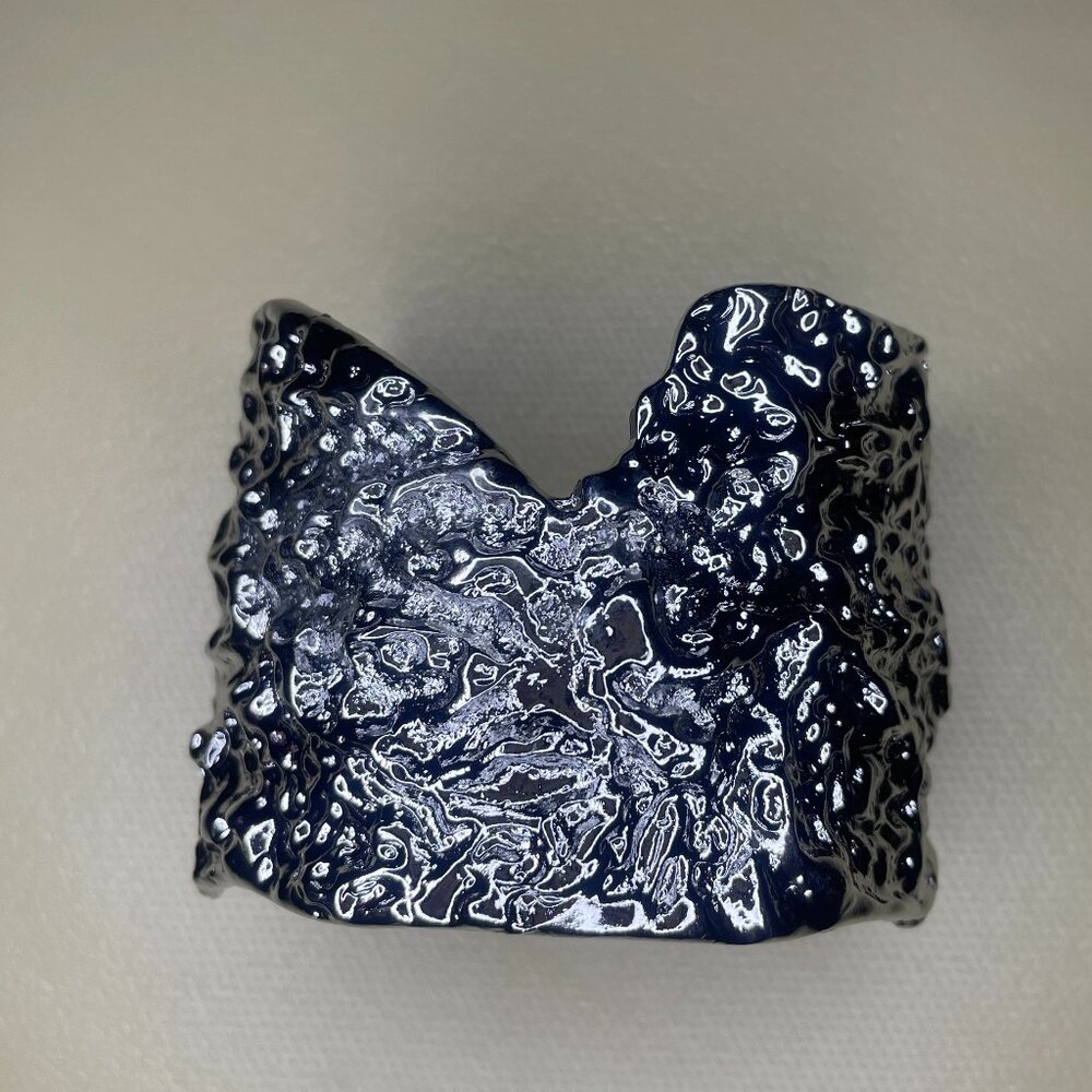 Statement Vintage Textured Silver Cuff Bracelet - image 2